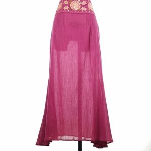 Free People Skirt Pink Maxi Embroidered Beaded